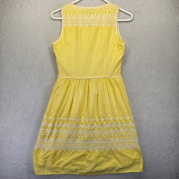 Vineyard Vines Embroidered Shift Dress Womens 0 Yellow Cotton Lined Summer - Picture 7 of 11
